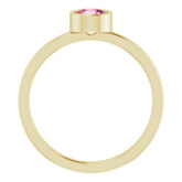 14K Yellow 5 mm Natural Pink Tourmaline Ring
